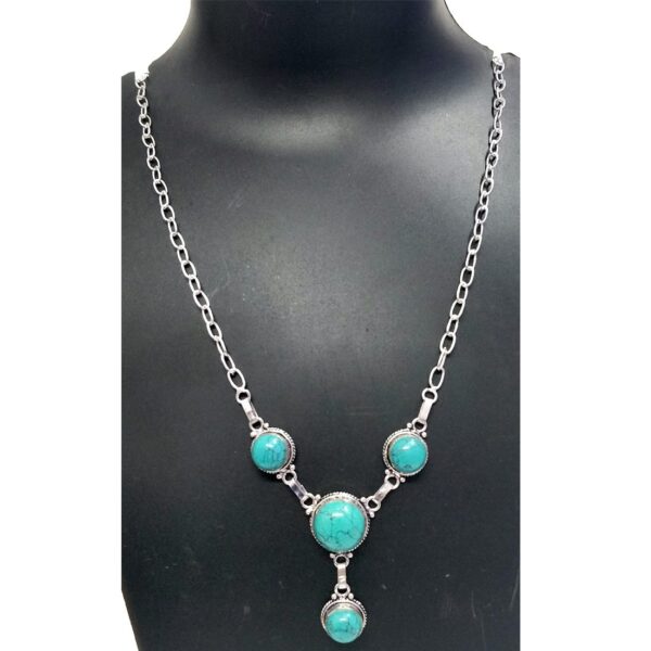 Sea Green Tibetian Stone German Silver Antique Pendant four-sea-green-blue-stone-pendant