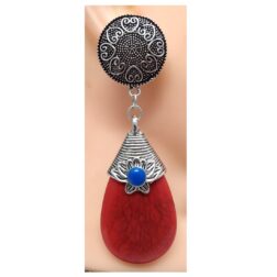 large-red-stone-german-silver-earring