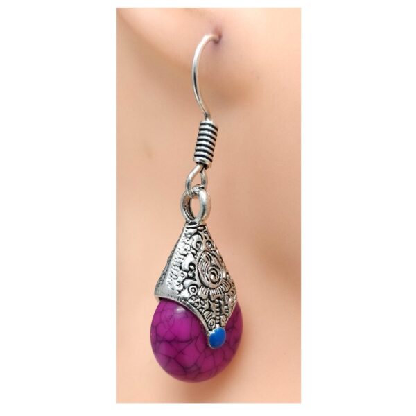 small-pink-stone-german-silver-earring