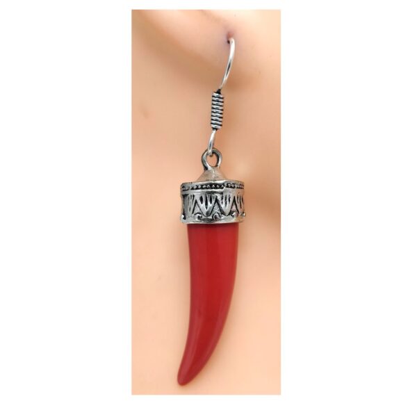 tooth-red-german-silver-earring