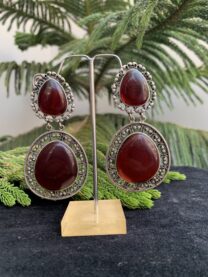 black-polish-mahroon-stone-earrings-2-scaled