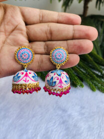 black-polish-white-jhumki-earrings (3)