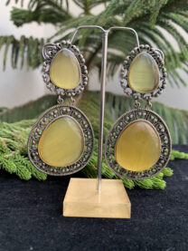 black-polish-yellow-stone-earrings (1)