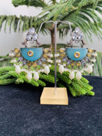 german-silver-blue-white-beads-earrings-2-scaled