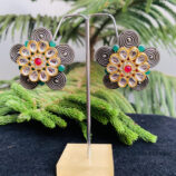 german-silver-kundan-red-green-stone-earrings (2)