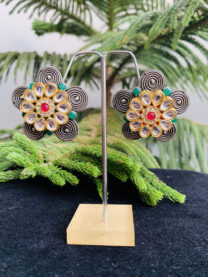 german-silver-kundan-red-green-stone-earrings (2)