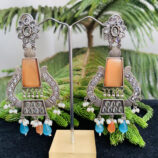 german-silver-orange-blue-stone-earrings-2