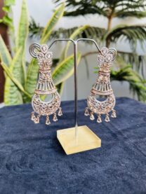 Indian-mores-AD-silver-golden-stone-long-earrings-2-scaled