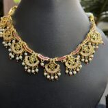Indian-mores-jadau-half-moon-pink-white-drop-neckalce-set-2-scaled