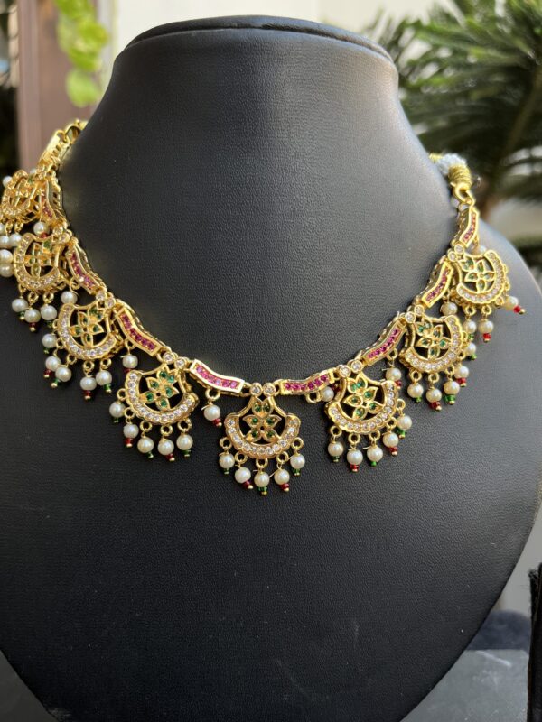 Indian-mores-jadau-half-moon-pink-white-drop-neckalce-set (1) Indian-mores-jadau-half-moon-pink-white-drop-neckalce-set-2-scaled