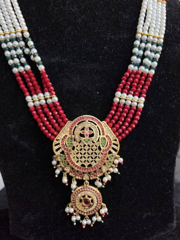 Indian-mores-jadau-long-round-chid-moti-multi-color-pendant-set (3)