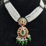 Indian-mores-jadau-pendant-chid-moti-green-color-drop-chokar-set (3)