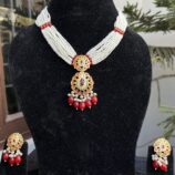 Indian-mores-jadau-pendant-chid-moti-red-color-drop-chokar-set (3)
