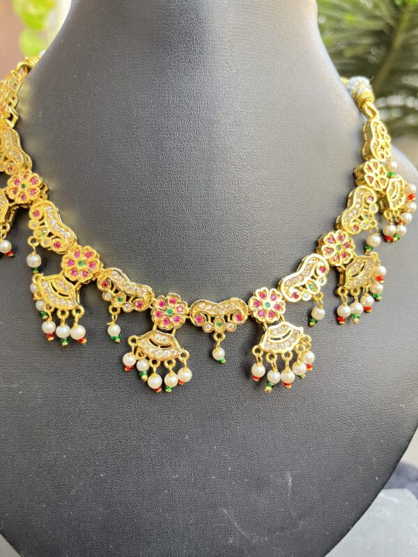Indian-mores-jadau-pink-white-drop-neckalce-set (3)