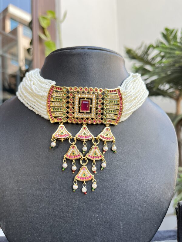 Indian-mores-jadau-rajputi-chid-moti-red-color-Chokar-set (2)