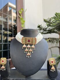 Indian-mores-jadau-rajputi-chid-moti-red-color-Chokar-set-1-scaled