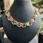 Indian-mores-pink-green-peacock-necklace-earrings-2-scaled