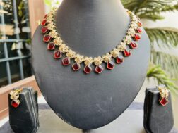 Indian-mores-temple-jewellery-mahroon-necklace-earrings-2-scaled