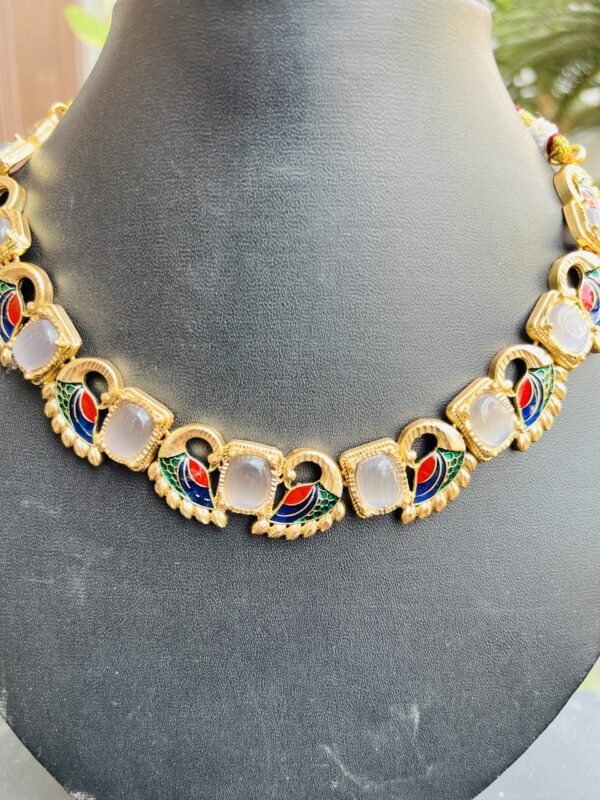 Indian-mores-white-stone-peacock-necklace-earrings (3)