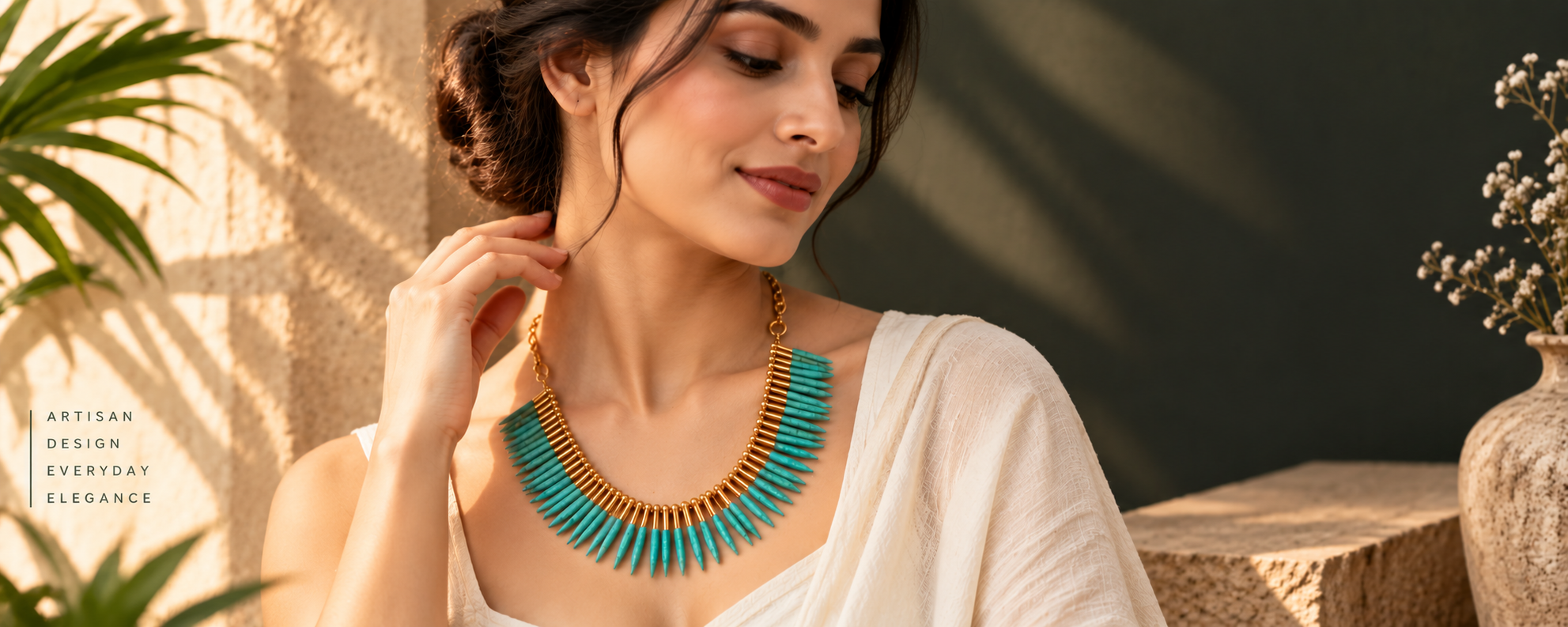handcrafted necklace with stone